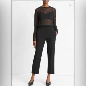 Vince velvet trim pull on pants black size M